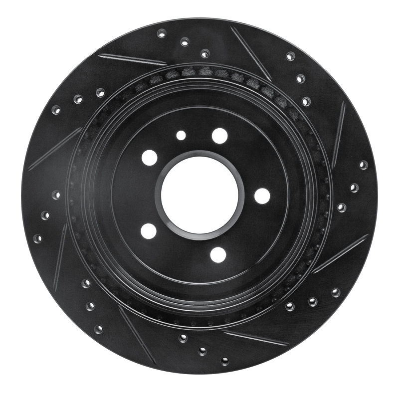 Cadillac ATS Brake Rotor (1) - Rear Left - R1 Concepts - Drilled & Slotted - Black - `13-`19